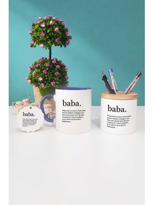 Hedizu Babaya Hediye Baba Lacivert Kupa Bardak Kalemlik Anahtarlık