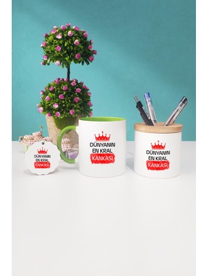 Hedizu Kankaya Hediye Dünyanın En Kral Kankası Yeşil Kupa Bardak Kalemlik Anahtarlık