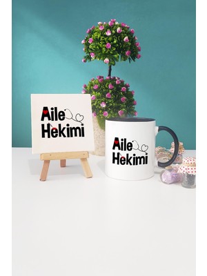 Hedizu Aile Hekimi Doktora Hediye Siyah Kupa Bardak Dekoratif Taş