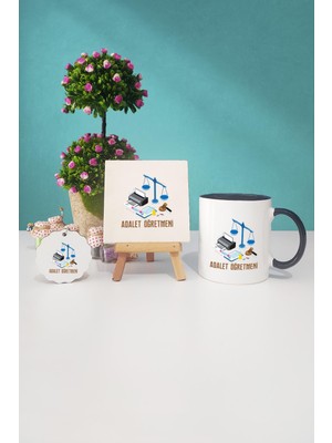 Hedizu Adelet Öğretmeni Öğretmenler Günü Hediyesi Siyah Kupa Bardak Dekoratif Taş Anahtarlık