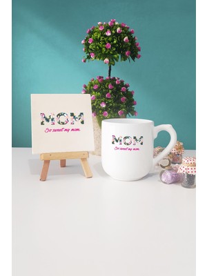 Hedizu Anneler Günü Hediyesi Mom Oval Kupa Bardak Dekoratif Taş