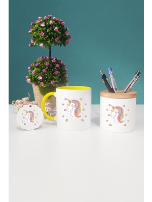 Hedizu Unicorn Sarı Kupa Bardak Kalemlik Anahtarlık