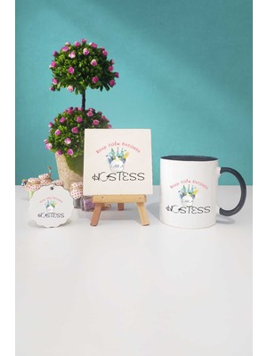 Hedizu Hostes Hediye Siyah Kupa Bardak Dekoratif Taş Anahtarlık