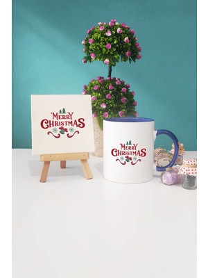 Hedizu Merry Christmas Yılbaşı Hediyesi Lacivert Kupa Bardak Dekoratif Taş