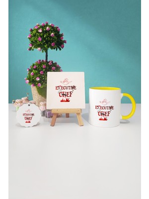 Hedizu Aşçıya Hediye Aşçı Sarı Kupa Bardak Dekoratif Taş Anahtarlık