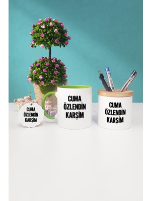Hedizu Cuma Özlendin Karşim Yeşil Kupa Bardak Kalemlik Anahtarlık