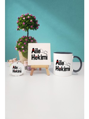 Hedizu Aile Hekimi Doktora Hediye Siyah Kupa Bardak Dekoratif Taş Anahtarlık