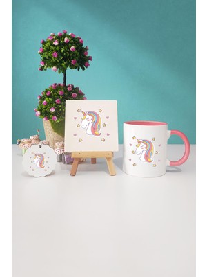Hedizu Unicorn Pembe Kupa Bardak Dekoratif Taş Anahtarlık