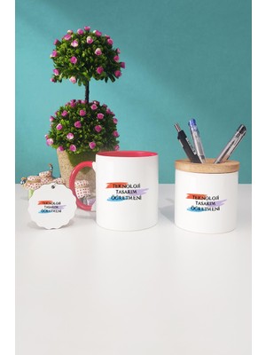 Hedizu Teknoloji Tasarım Öğretmeni Kırmızı Kupa Bardak Kalemlik Anahtarlık