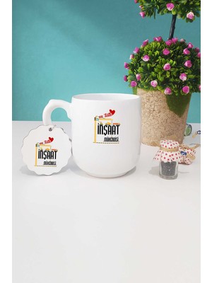 Hedizu En Tatlı Inşaat Mühendisi Hediye Oval Kupa Bardak Anahtarlık