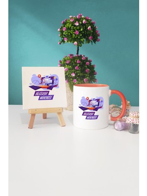 Hedizu Bilgisayar Mühendisi Turuncu Kupa Bardak Dekoratif Taş