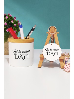 Hedizu Iyi Ki Varsın Dayı Dayıya Hediye Kalemlik ve Anahtarlık