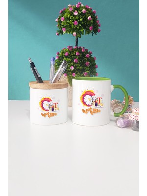 Hedizu Grafikere Hediye Grafiker Yeşil Kupa Bardak Kalemlik