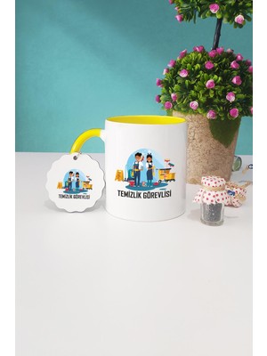 Hedizu Temizlik Görevlisi Sarı Kupa Bardak Anahtarlık