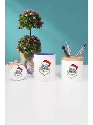 Hedizu Merry Christmas Yılbaşı Hediyesi Lacivert Kupa Bardak Kalemlik Anahtarlık