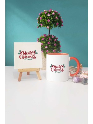 Hedizu Merry Christmas Yılbaşı Hediyesi Turuncu Kupa Bardak Dekoratif Taş