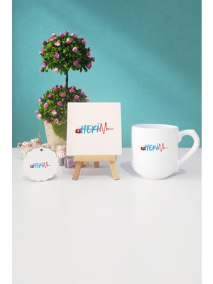 Hedizu Doktora Hediye Hekim Oval Kupa Bardak Dekoratif Taş Anahtarlık