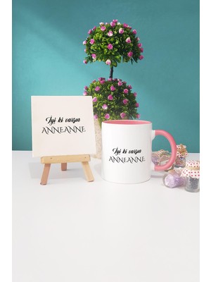 Hedizu Iyi Ki Varsın Anneanne Anneanneye Hediye Pembe Kupa Bardak Dekoratif Taş