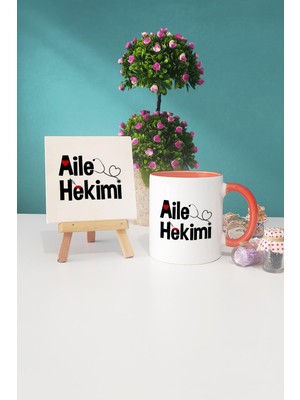 Hedizu Aile Hekimi Doktora Hediye Turuncu Kupa Bardak Dekoratif Taş