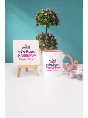 Hedizu Anneye Doğum Günü Hediyesi Pembe Kupa Bardak Dekoratif Taş