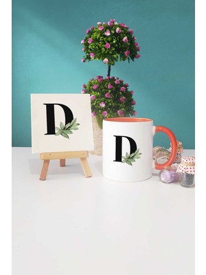 Hedizu Botanik D Harfli Turuncu Kupa Bardak Dekoratif Taş