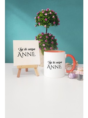 Hedizu Iyi Ki Varsın Anne Anneye Hediye Turuncu Kupa Bardak Dekoratif Taş