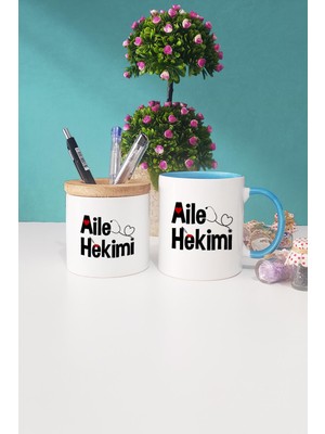 Hedizu Aile Hekimi Doktora Hediye Mavi Kupa Bardak Kalemlik