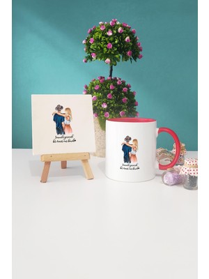 Hedizu Sevgiliye Hediye Kırmızı Kupa Bardak Dekoratif Taş