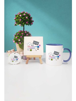 Hedizu Web Tasarım Uzmanı Hediye Lacivert Kupa Bardak Dekoratif Taş Anahtarlık