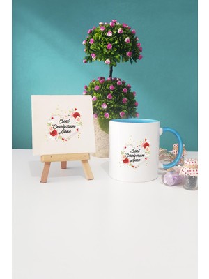 Hedizu Seni Seviyorum Anne Mavi Kupa Bardak Dekoratif Taş