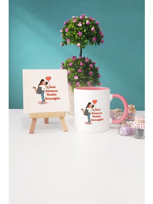 Hedizu Sonsuza Kadar Seveceğim Sevgiliye Hediye Pembe Kupa Bardak Dekoratif Taş