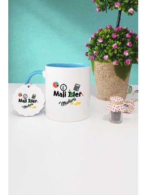 Hedizu Mali Işler Müdürü Hediye Mavi Kupa Bardak Anahtarlık