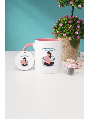 Hedizu Hamile Anne Adayı Pembe Kupa Bardak Anahtarlık