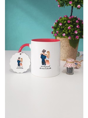 Hedizu Sevgiliye Hediye Kırmızı Kupa Bardak Anahtarlık