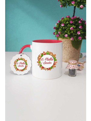 Hedizu Mutlu Seneler Yılbaşı Hediyesi Kırmızı Kupa Bardak Anahtarlık