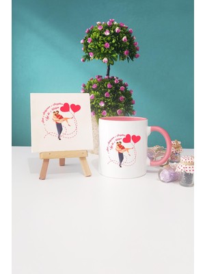 Hedizu Sevgiliye Hediye Pembe Kupa Bardak Dekoratif Taş