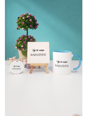 Hedizu Iyi Ki Varsın Babaanne Babaanneye Hediye Mavi Kupa Bardak Dekoratif Taş Anahtarlık