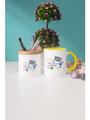 Hedizu Web Tasarım Uzmanı Hediye Sarı Kupa Bardak Kalemlik