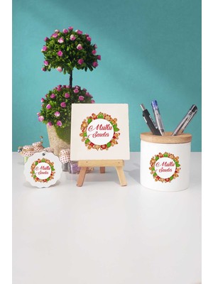 Hedizu Mutlu Seneler Yılbaşı Hediyesi Dekoratif Taş Anahtarlık Kalemlik