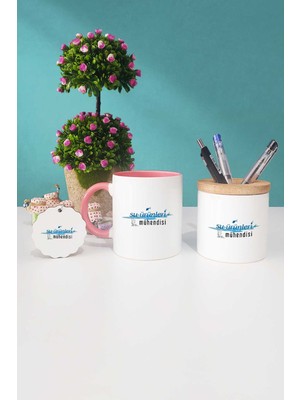 Hedizu Su Ürünleri Mühendisi Pembe Kupa Bardak Kalemlik Anahtarlık