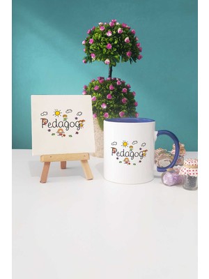 Hedizu Pedagog Hediye Lacivert Kupa Bardak Dekoratif Taş