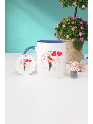 Hedizu Sevgiliye Hediye Lacivert Kupa Bardak Anahtarlık