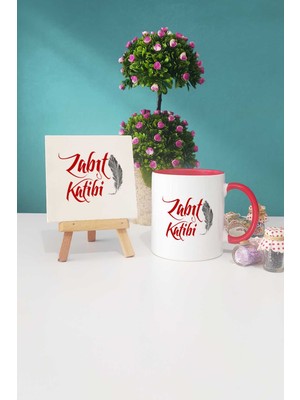 Hedizu Zabıt Katibi Hediye Kırmızı Kupa Bardak Dekoratif Taş