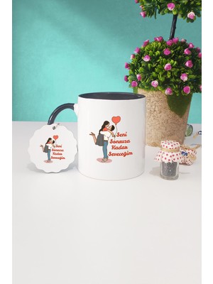 Hedizu Sonsuza Kadar Seveceğim Sevgiliye Hediye Siyah Kupa Bardak Anahtarlık