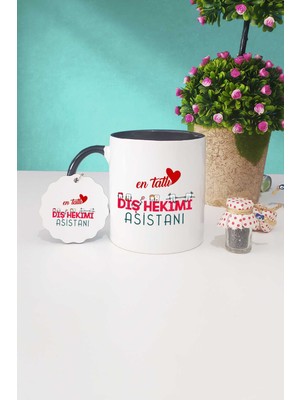 Hedizu En Tatlı Diş Hekimi Asistanı Siyah Kupa Bardak Anahtarlık