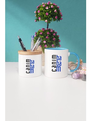 Hedizu Babaya Hediye Canım Babam Mavi Kupa Bardak Kalemlik