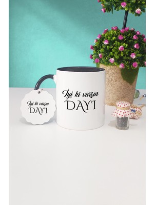 Hedizu Iyi Ki Varsın Dayı Dayıya Hediye Siyah Kupa Bardak Anahtarlık
