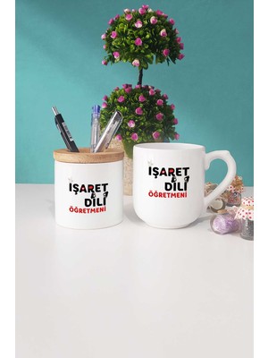 Hedizu Işaret Dili Öğretmeni Hediye Oval Kupa Bardak Kalemlik