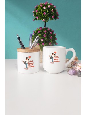 Hedizu Sonsuza Kadar Seveceğim Sevgiliye Hediye Oval Kupa Bardak Kalemlik