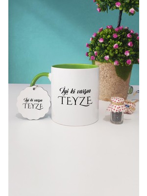 Hedizu Iyi Ki Varsın Teyze Teyzeye Hediye Yeşil Kupa Bardak Anahtarlık
